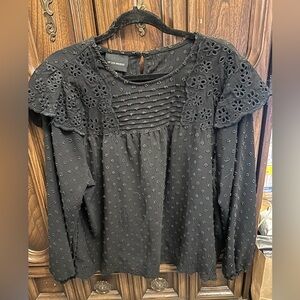 Chic Black Floral Lace Women's Blouse